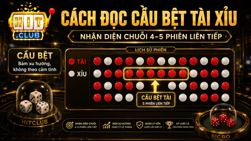 Cách đọc cầu bệt Tài Xỉu trên bảng lịch sử HITCLUB