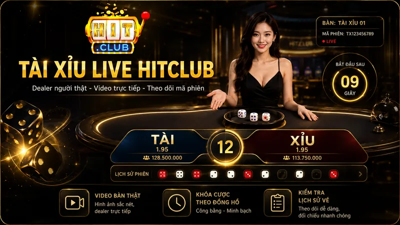 Bàn Tài Xỉu Live HITCLUB với Dealer người thật